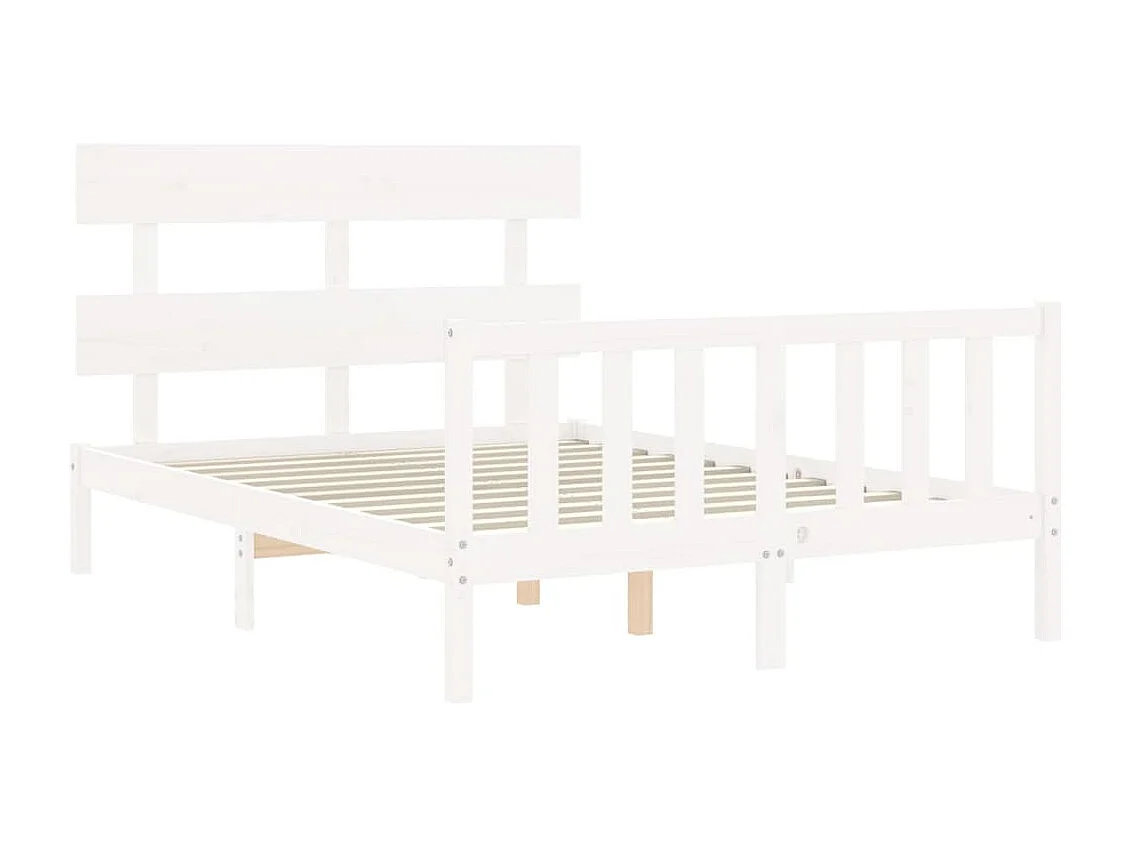 Cadre de lit avec tête de lit blanc 120x200 bois massif