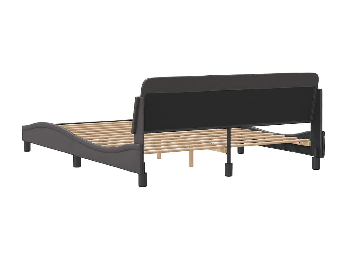 Cadre de lit avec tête de lit Gris 160x200 Similicuir