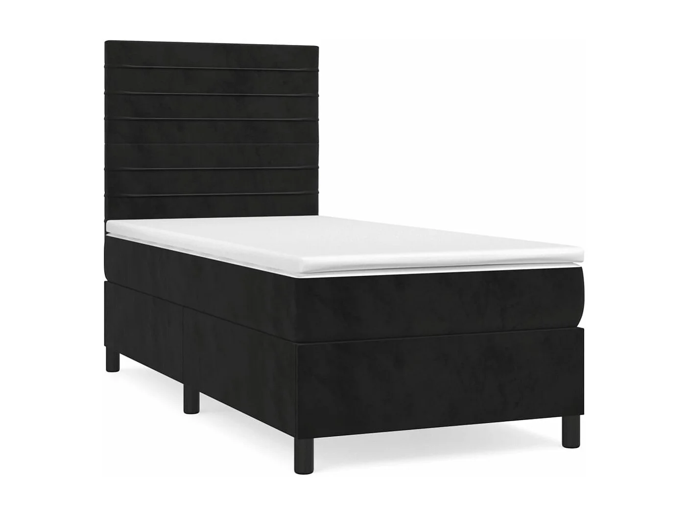 Sommier à lattes de lit avec matelas Noir 90x200 Velours