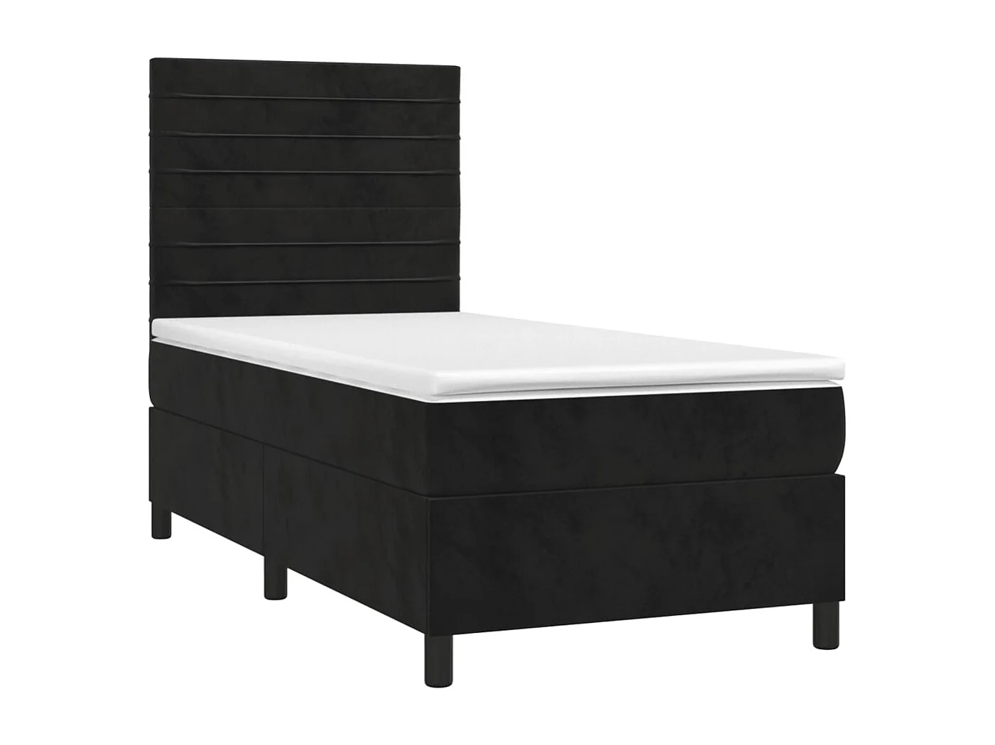 Sommier à lattes de lit avec matelas Noir 90x200 Velours
