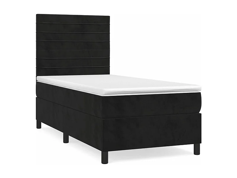 Sommier à lattes de lit avec matelas Noir 90x200 Velours