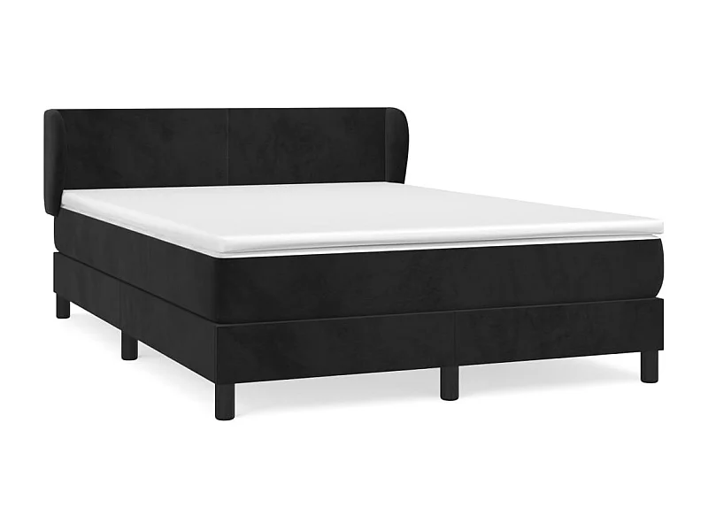 Sommier à lattes de lit avec matelas Noir 140x200 Velours