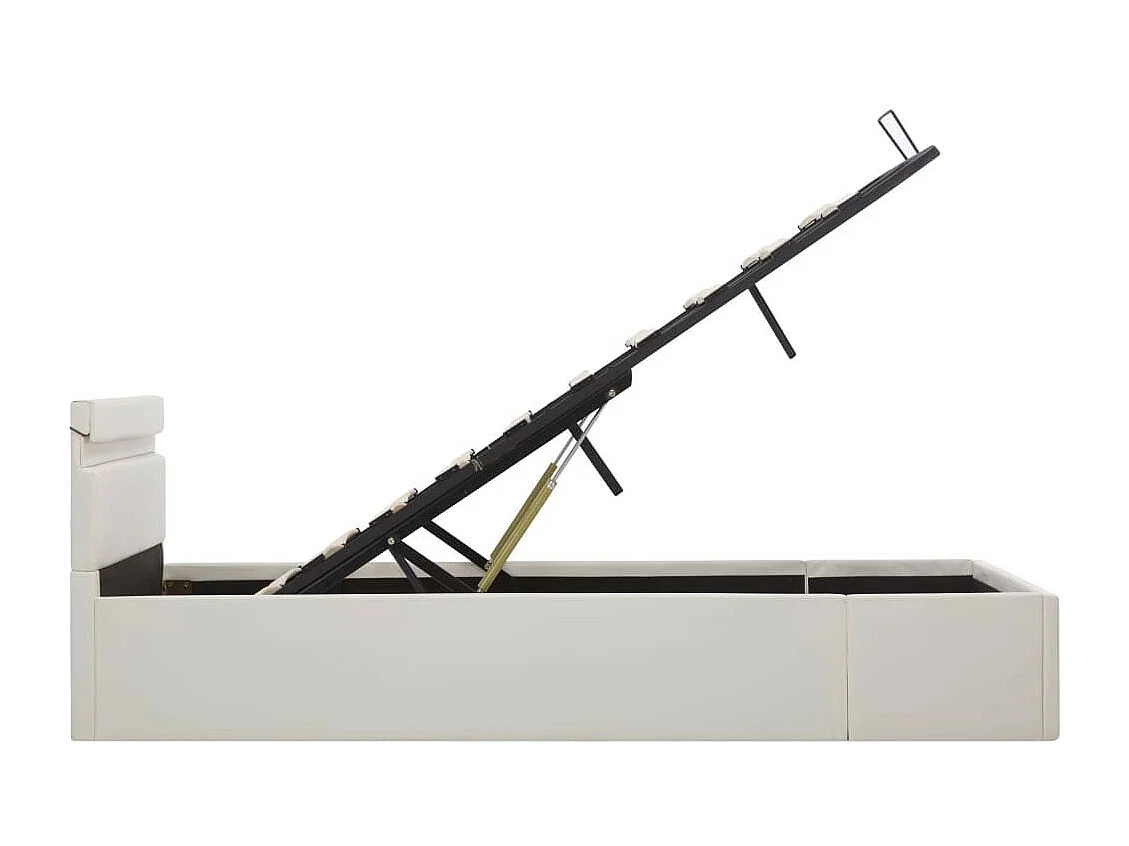 Lit à rangement avec LED Blanc Similicuir 140x200