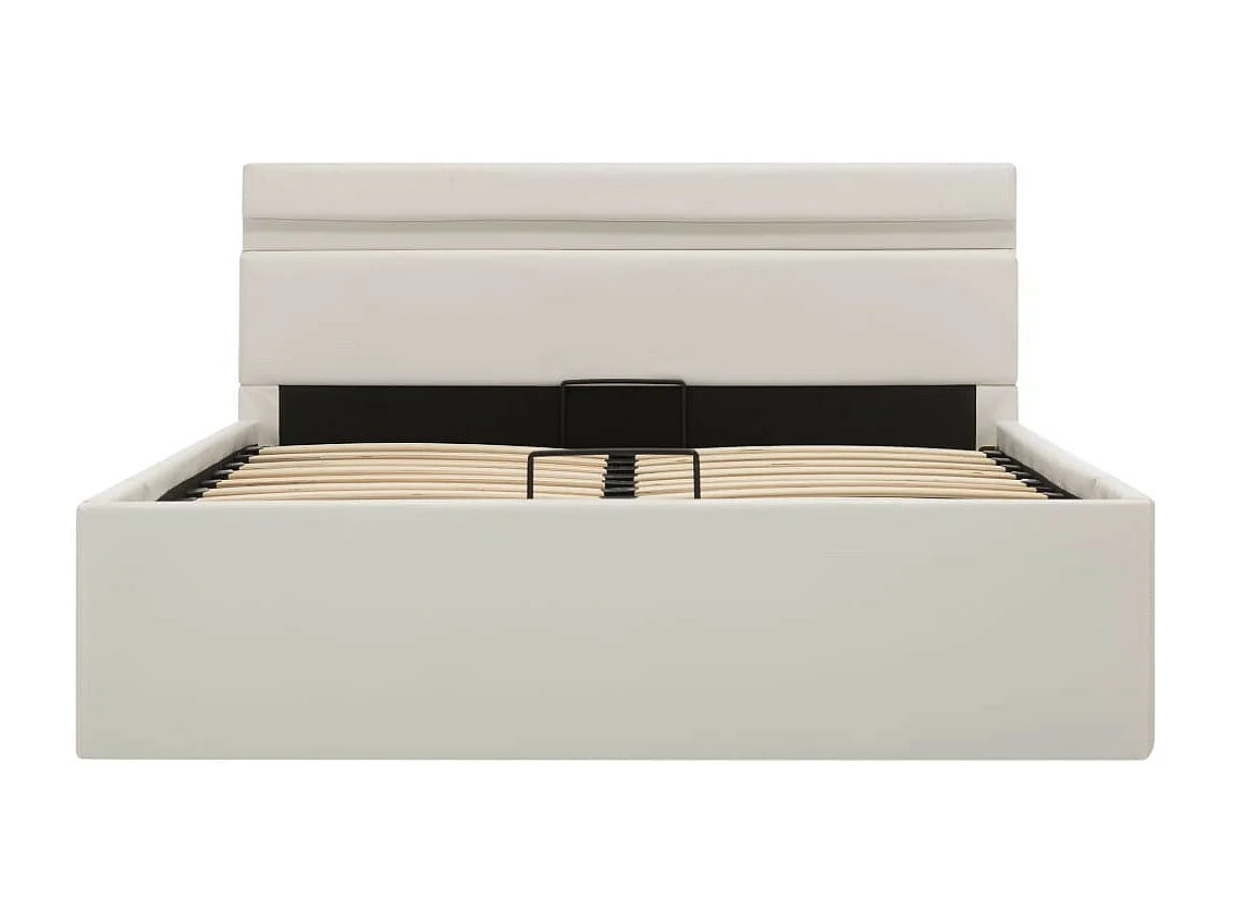 Lit à rangement avec LED Blanc Similicuir 140x200