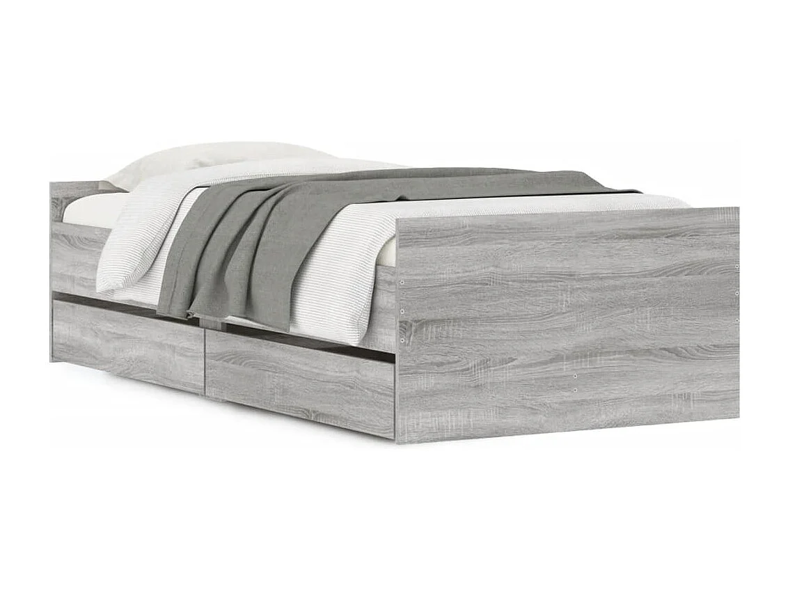 Cadre de lit avec tiroirs sonoma gris 100x200