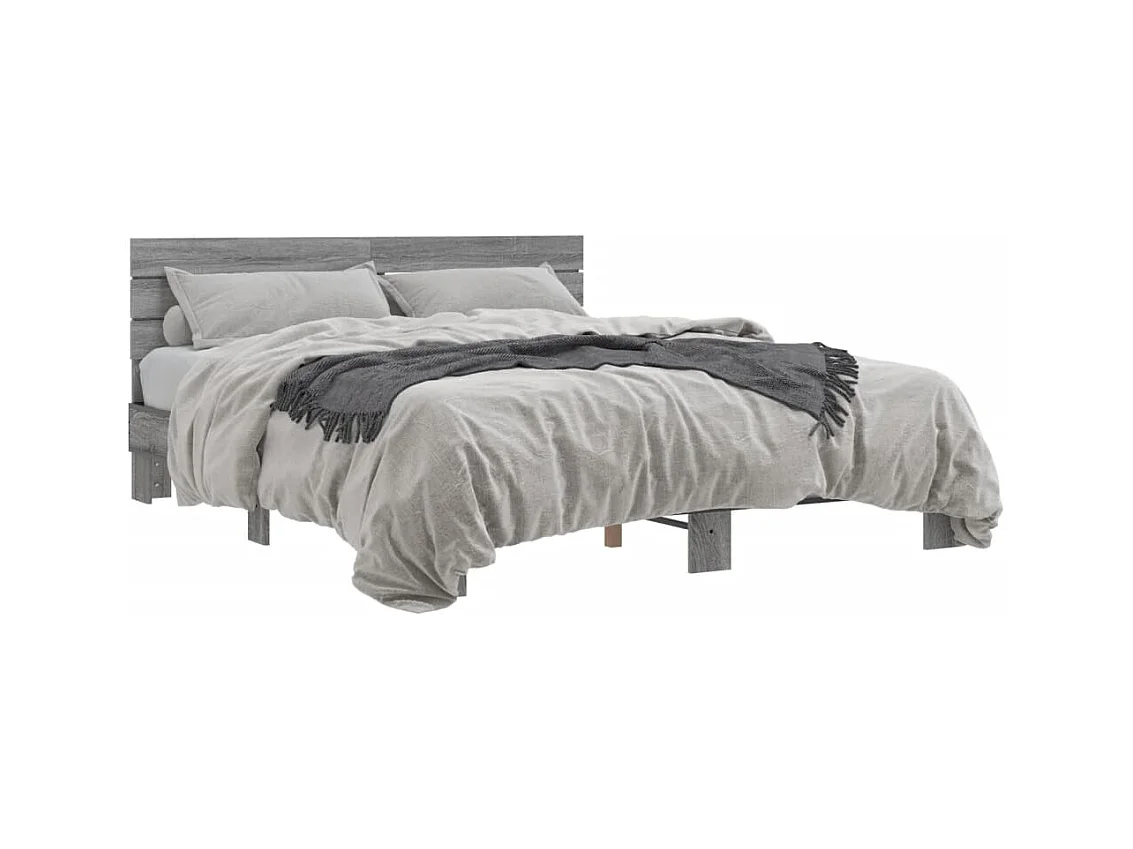 Cadre de lit sonoma gris 160x200 bois d'ingénierie et métal