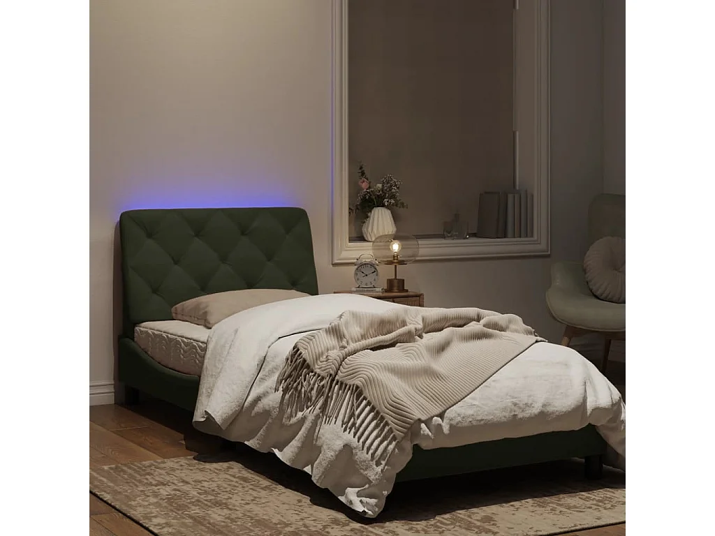 Cadre de lit avec lumières LED gris clair 90x190 velours