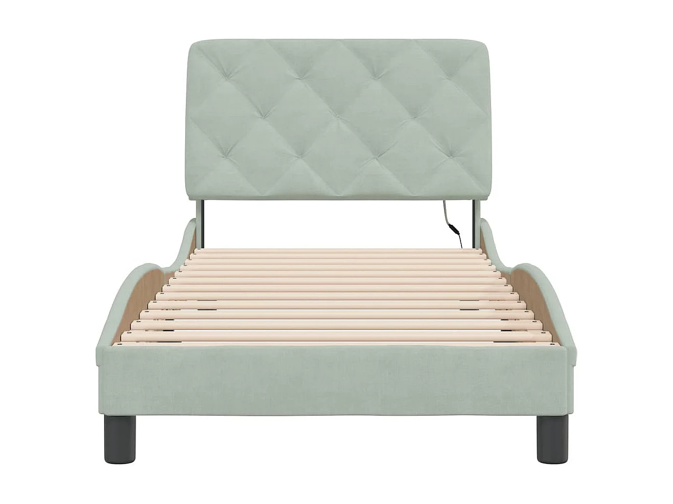 Cadre de lit avec lumières LED gris clair 90x190 velours