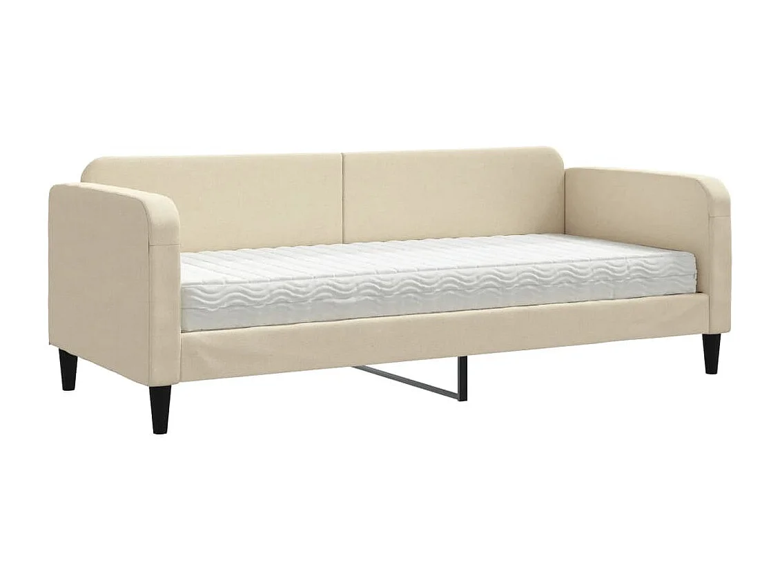 Lit de jour avec matelas crème 80x200 tissu