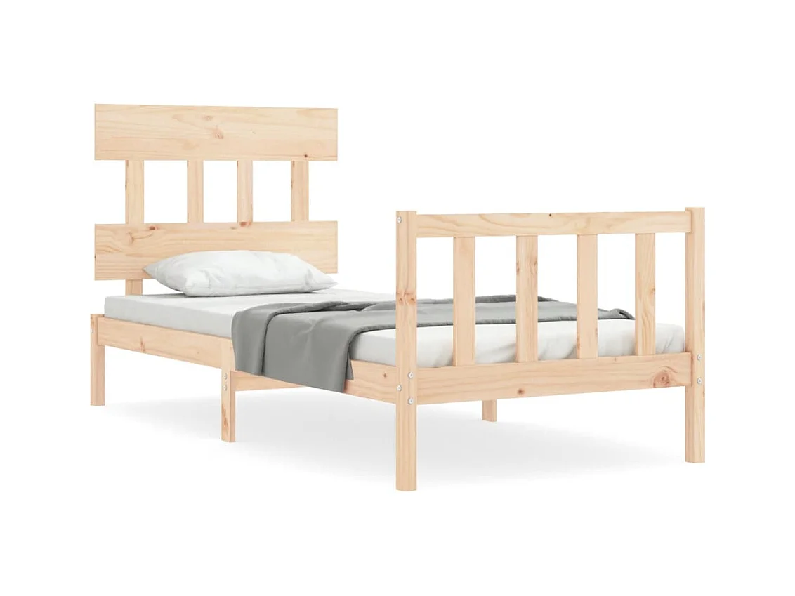 Cadre de lit avec tête de lit 90x200 bois massif