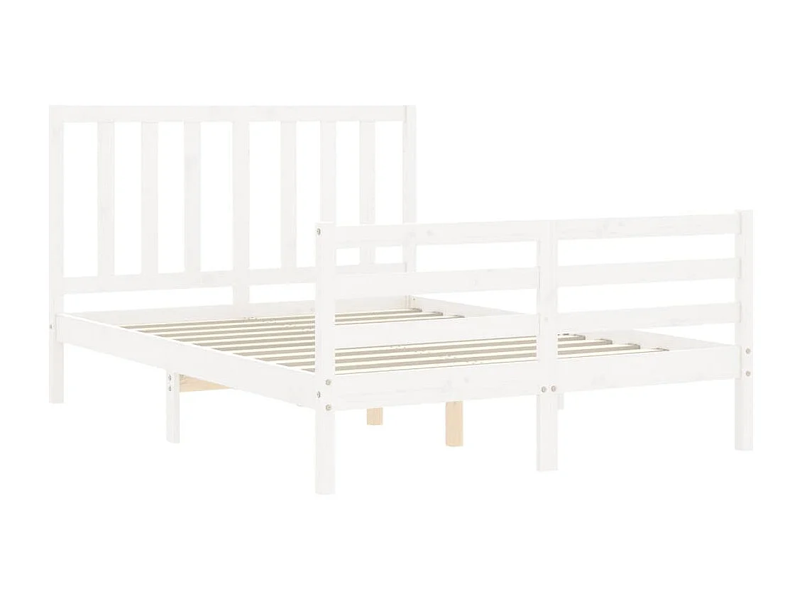 Cadre de lit avec tête de lit blanc 140x200 bois massif