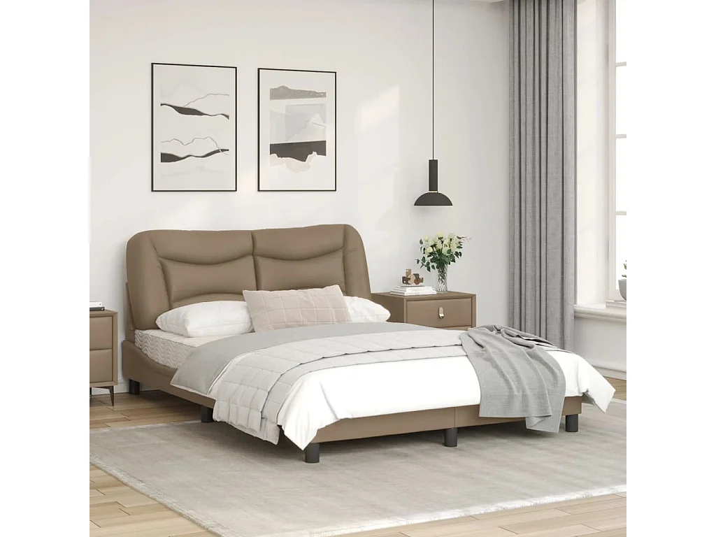 Cadre de lit avec tête de lit Cappuccino 140x200 Similicuir