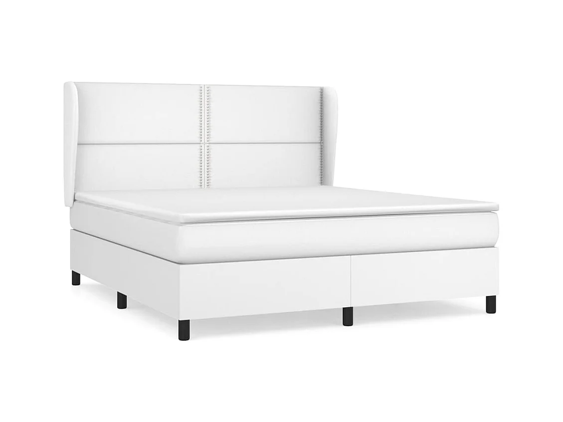 Sommier à lattes de lit avec matelas Blanc 160x200 Similicuir