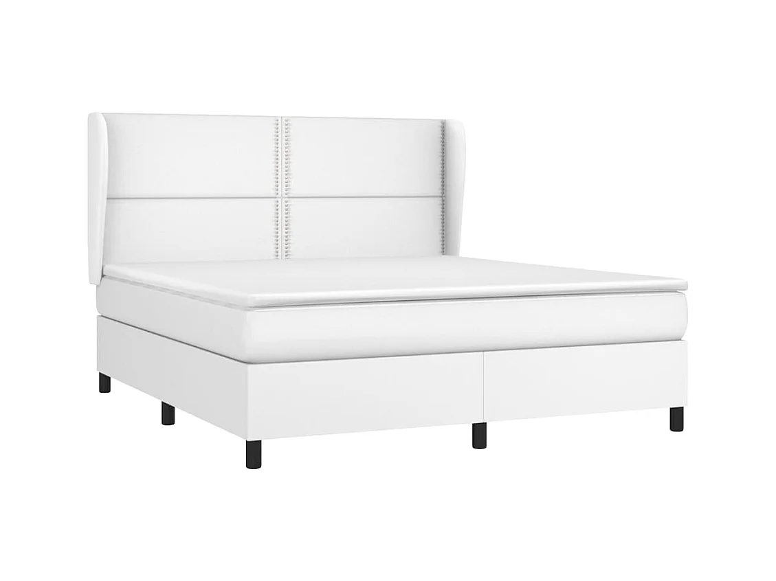 Sommier à lattes de lit avec matelas Blanc 160x200 Similicuir