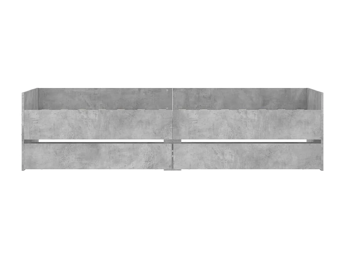 Cadre de lit avec tiroirs gris béton 90x190