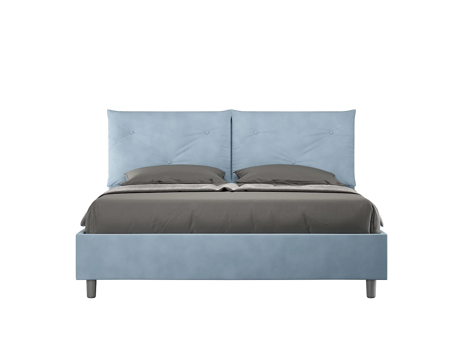 Lit avec sommier rembourré 160x200 microfibre bleu clair Appia