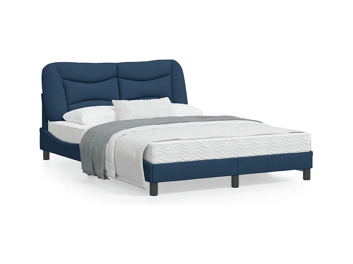 Cadre de lit avec lumières LED bleu 140x200 tissu
