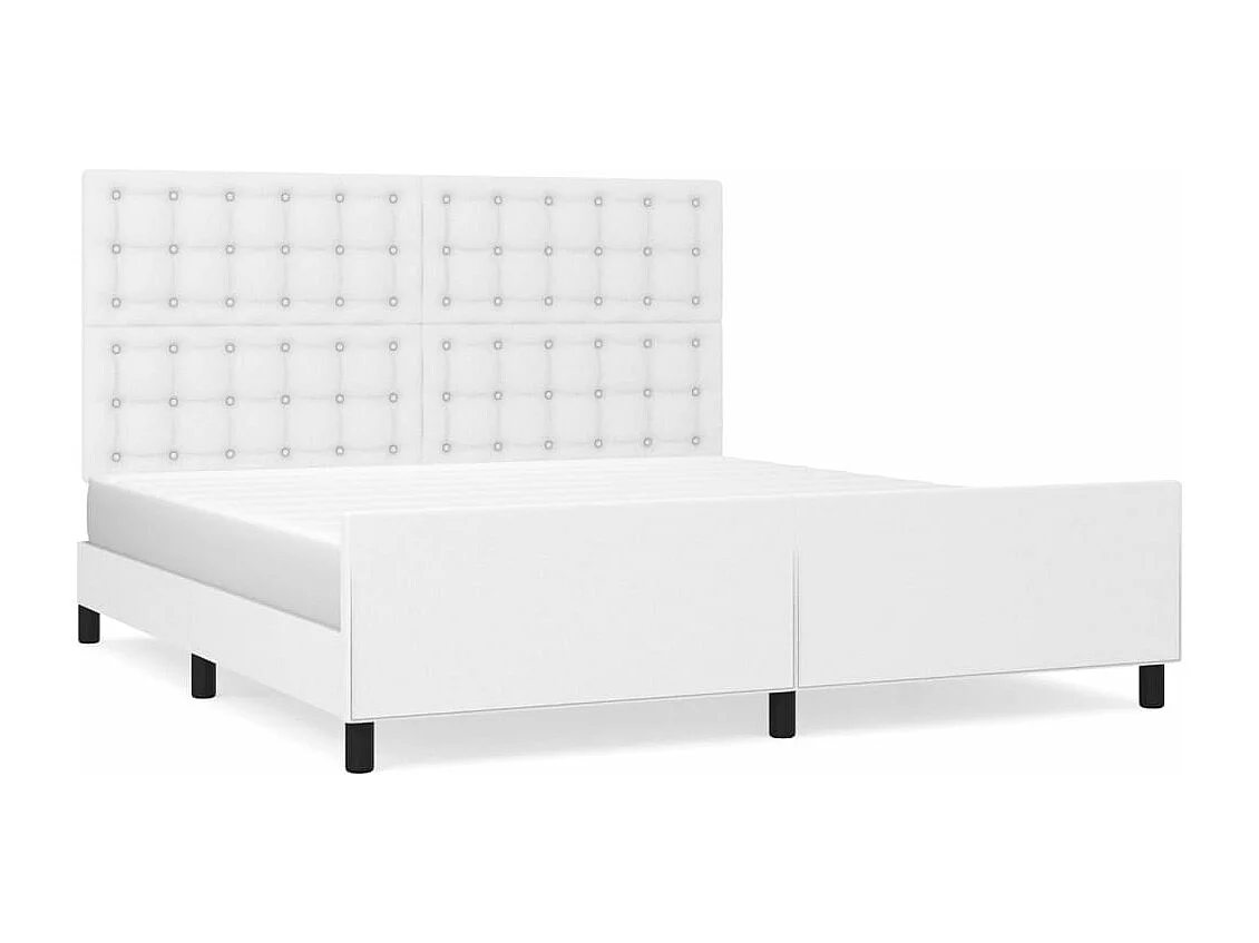 Lit avec tête de lit Blanc 180x200 Similicuir 2