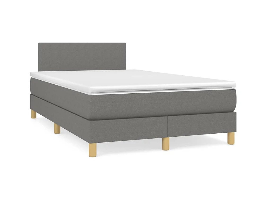 Sommier à lattes de lit avec matelas gris foncé 120x190 tissu