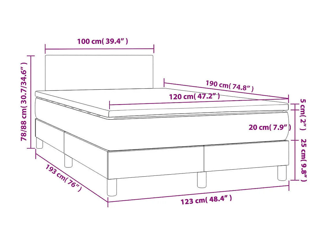 Sommier à lattes de lit avec matelas gris foncé 120x190 tissu