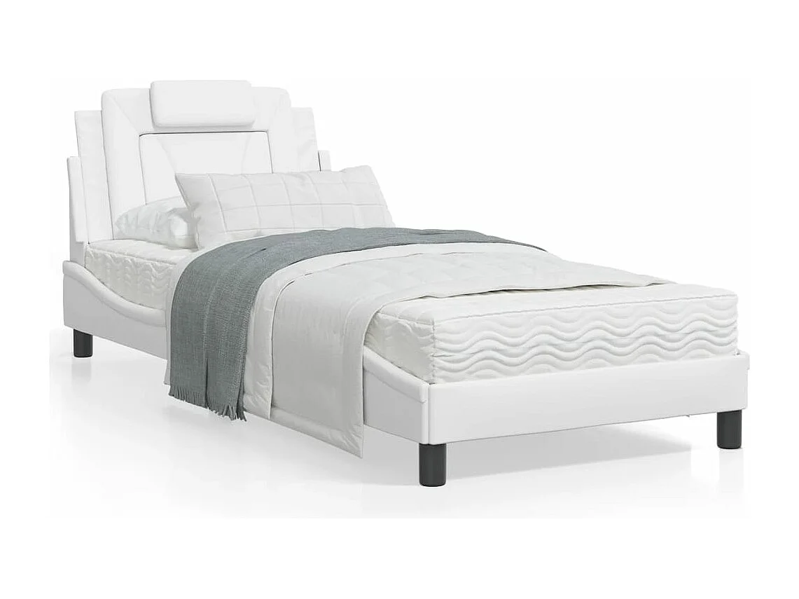 Lit avec matelas blanc 80x200 similicuir
