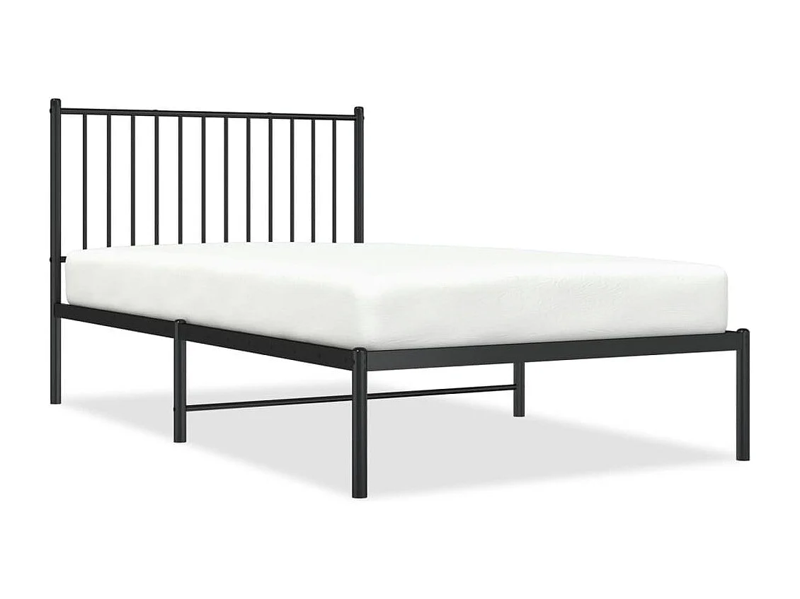 Cadre de lit métal avec tête de lit noir 100x190