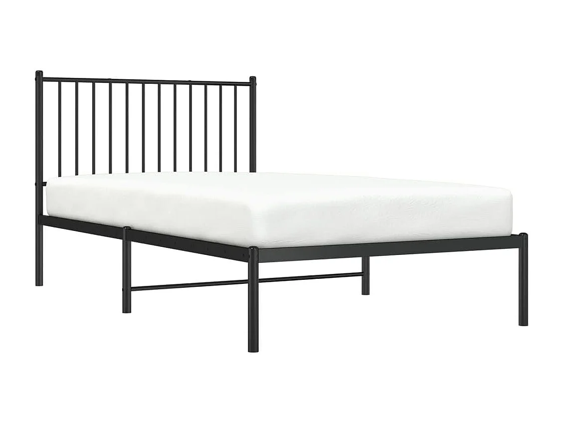 Cadre de lit métal avec tête de lit noir 100x190