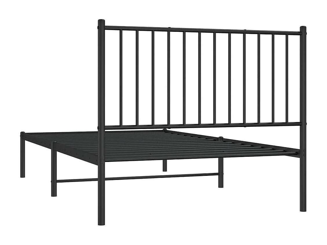 Cadre de lit métal avec tête de lit noir 100x190
