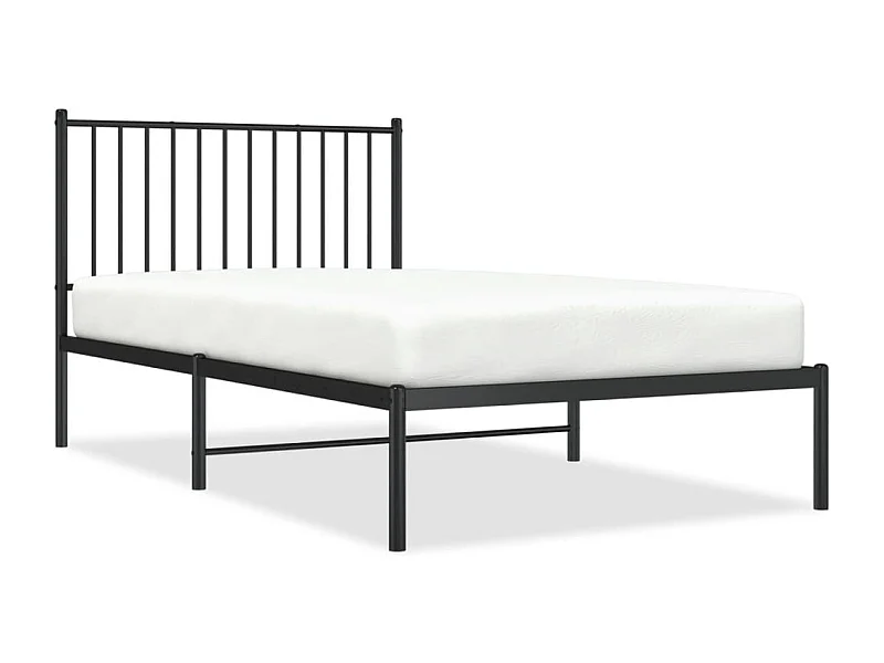 Cadre de lit métal avec tête de lit noir 100x190