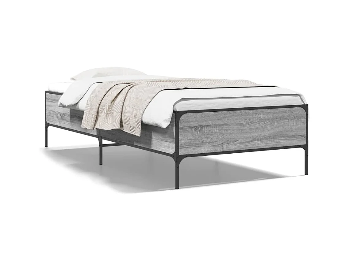 Cadre de lit sonoma gris 75x190 bois d'ingénierie et métal