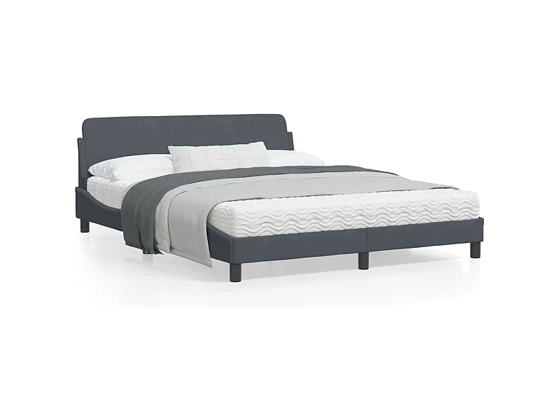 Cadre de lit avec tête de lit Gris foncé 160x200 Velours