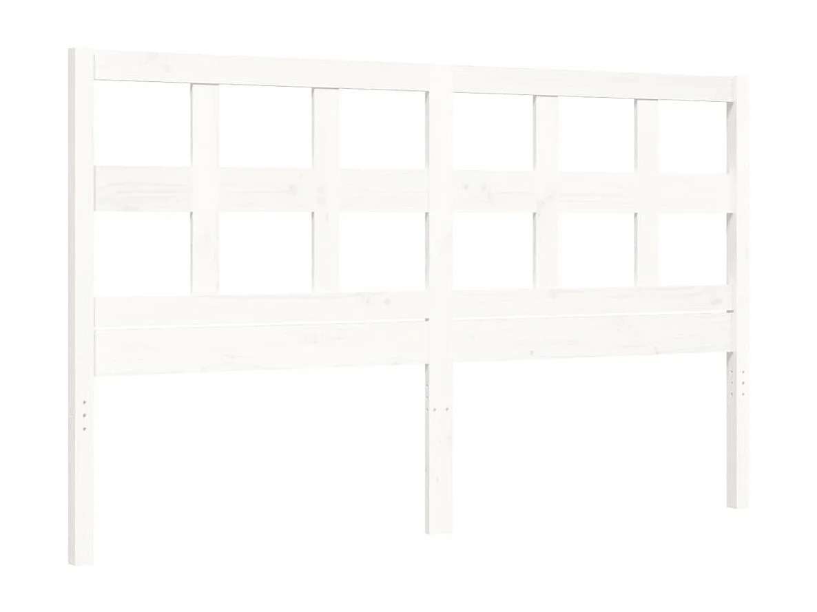 Cadre de lit avec tête de lit blanc King Size bois massif