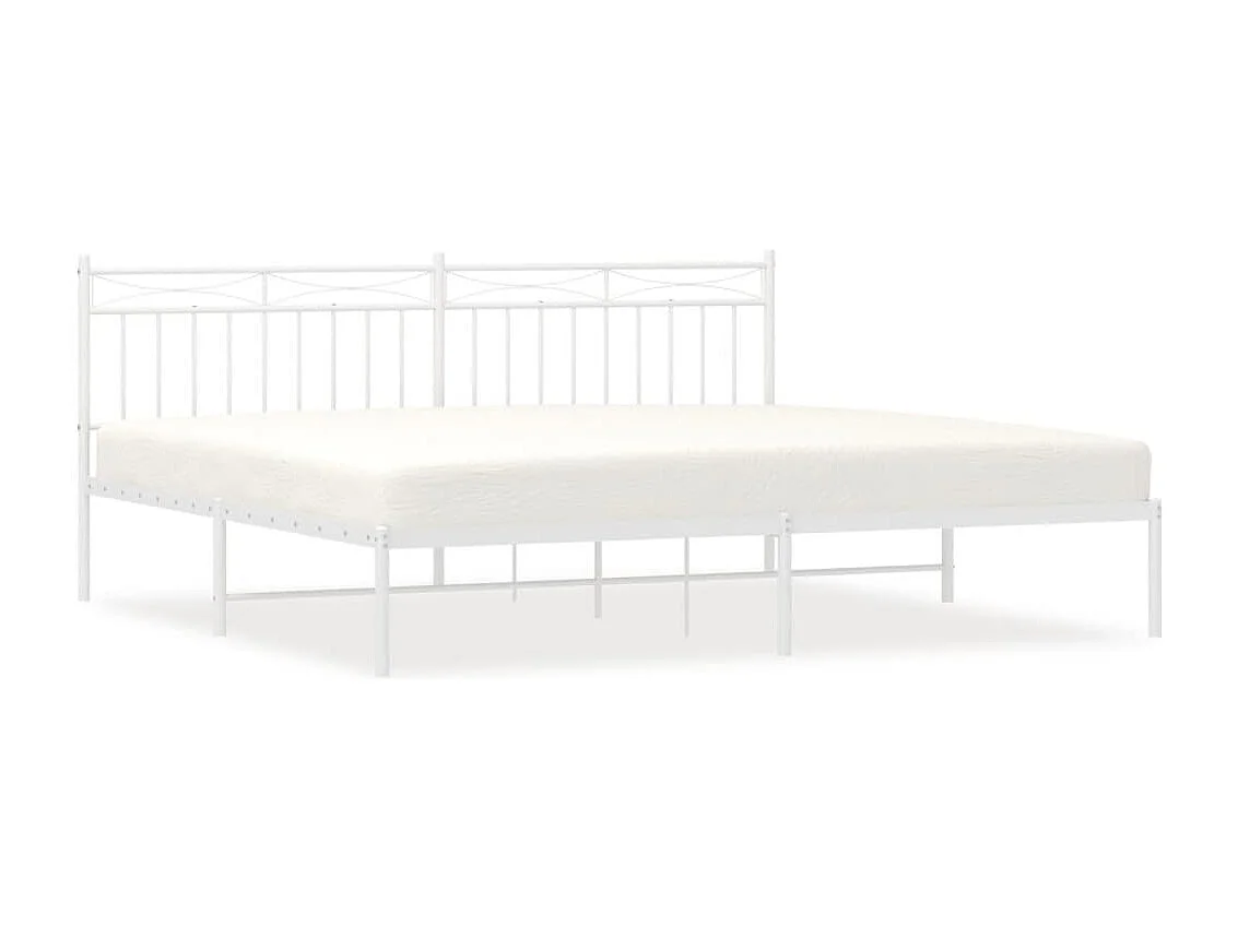 Cadre de lit métal avec tête de lit blanc 193x203