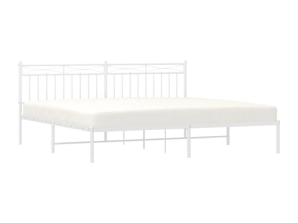 Cadre de lit métal avec tête de lit blanc 193x203