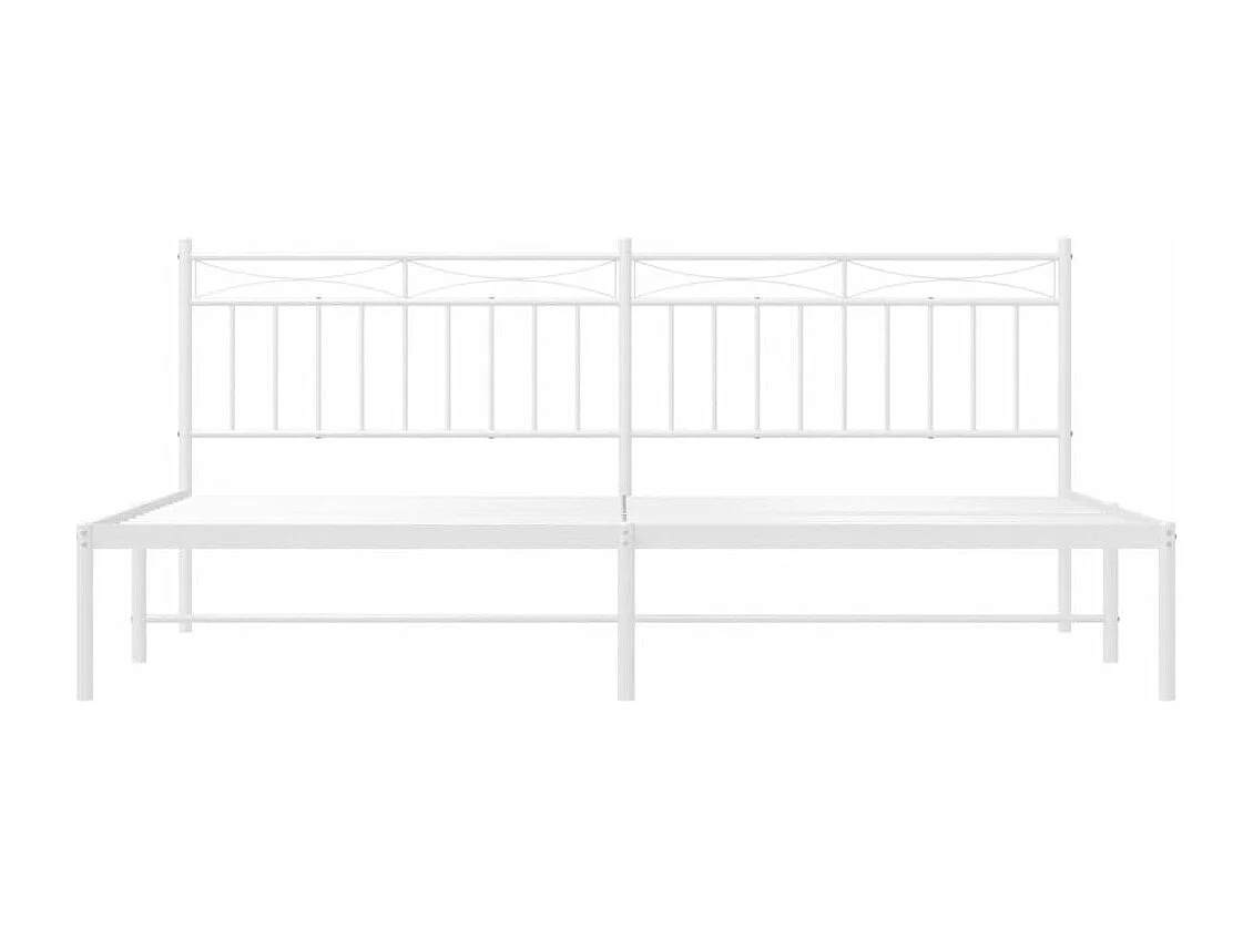 Cadre de lit métal avec tête de lit blanc 193x203