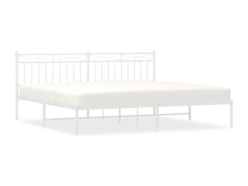 Cadre de lit métal avec tête de lit blanc 193x203