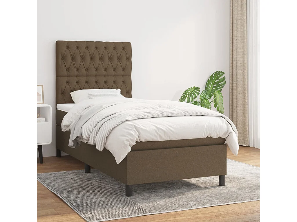 Sommier à lattes de lit avec matelas Marron foncé 90x200