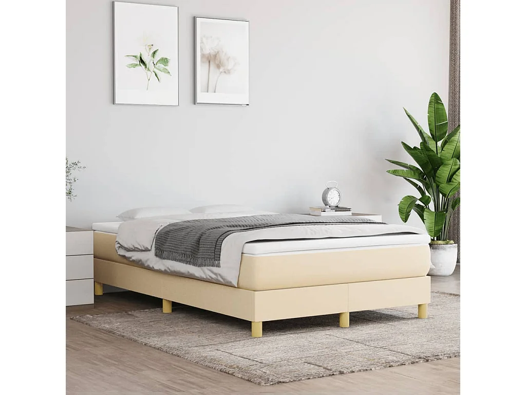 Sommier à lattes de lit avec matelas crème 120x190 tissu