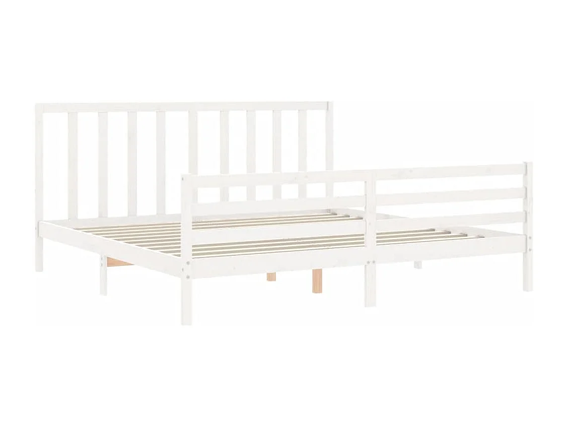 Cadre de lit avec tête de lit blanc 200x200 bois massif