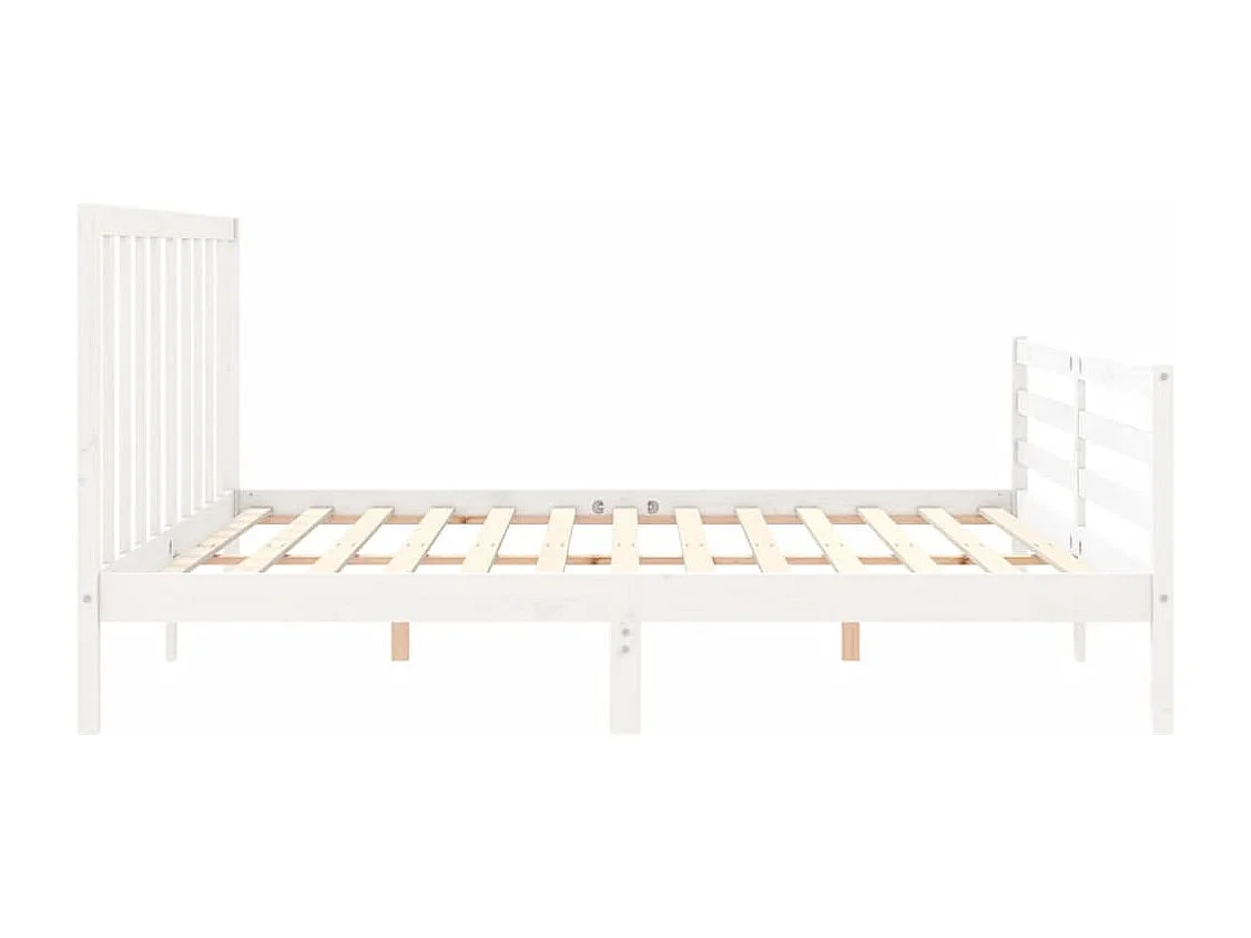 Cadre de lit avec tête de lit blanc 200x200 bois massif