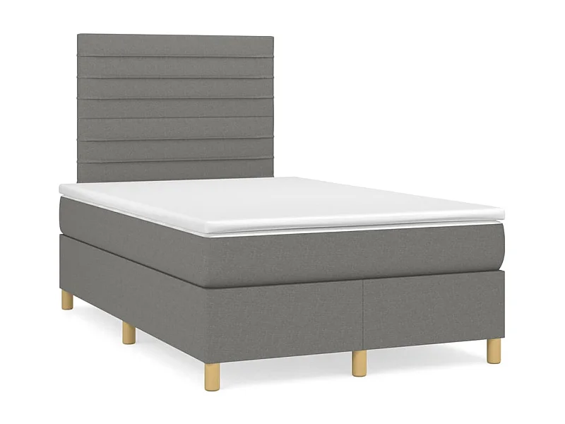 Sommier à lattes de lit matelas LED gris foncé 120x190 tissu