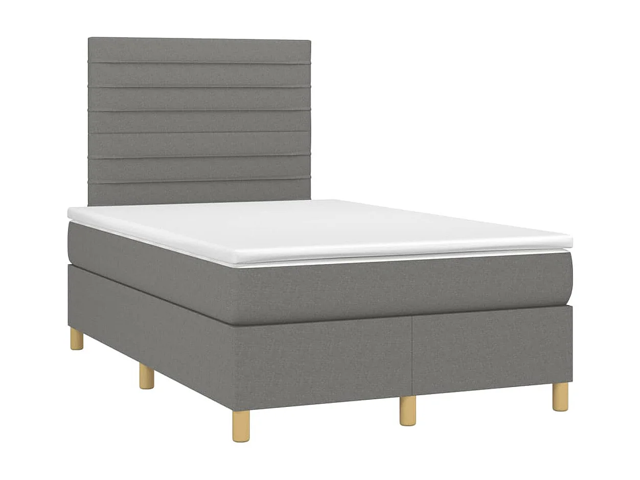 Sommier à lattes de lit matelas LED gris foncé 120x190 tissu