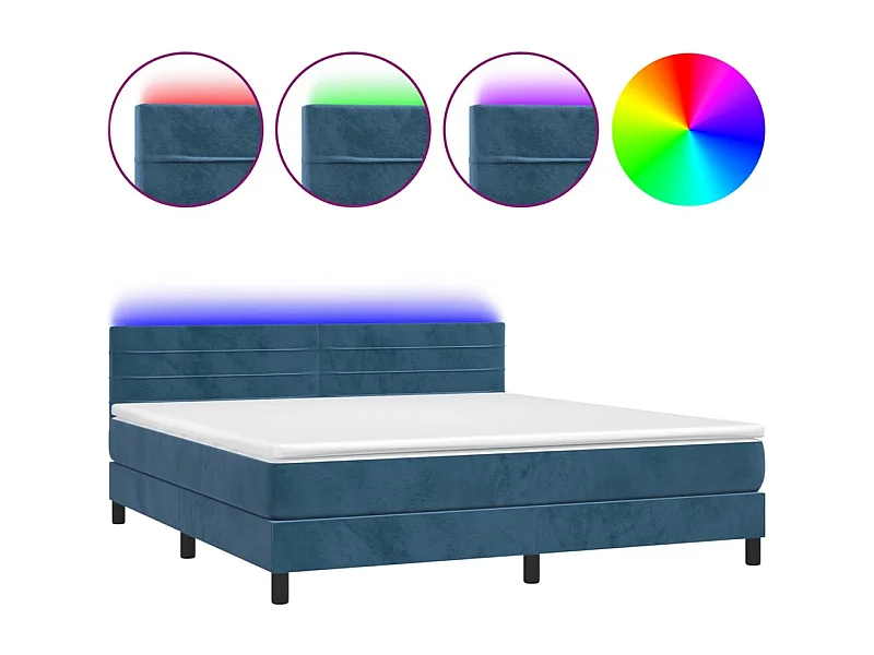 Sommier à lattes de lit avec matelas LED Bleu foncé 160x200