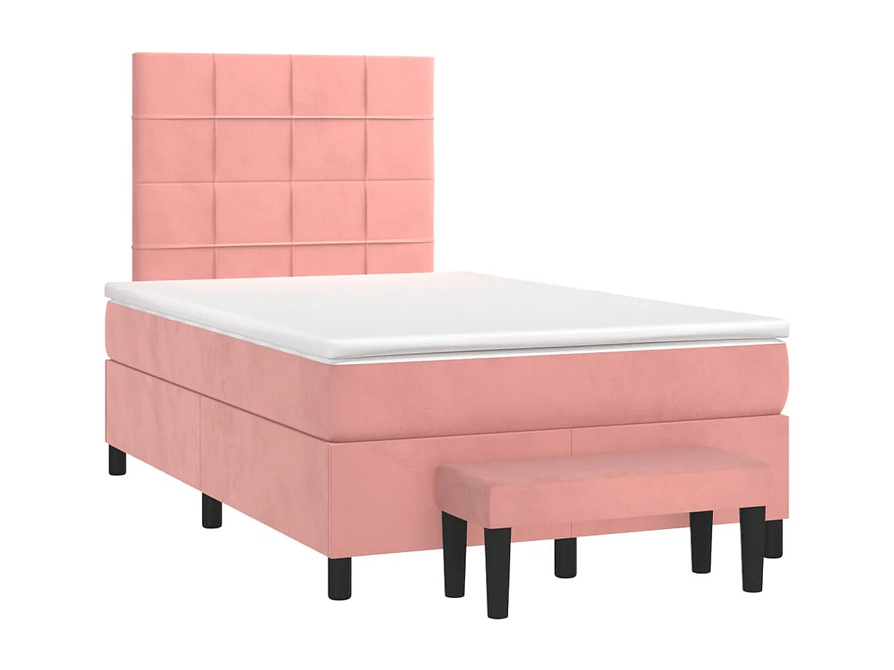 Sommier à lattes de lit avec matelas rose 120x190 velours