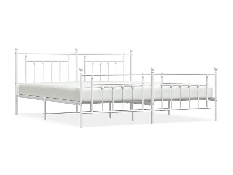 Cadre de lit métal avec tête de lit-pied de lit blanc 193x203