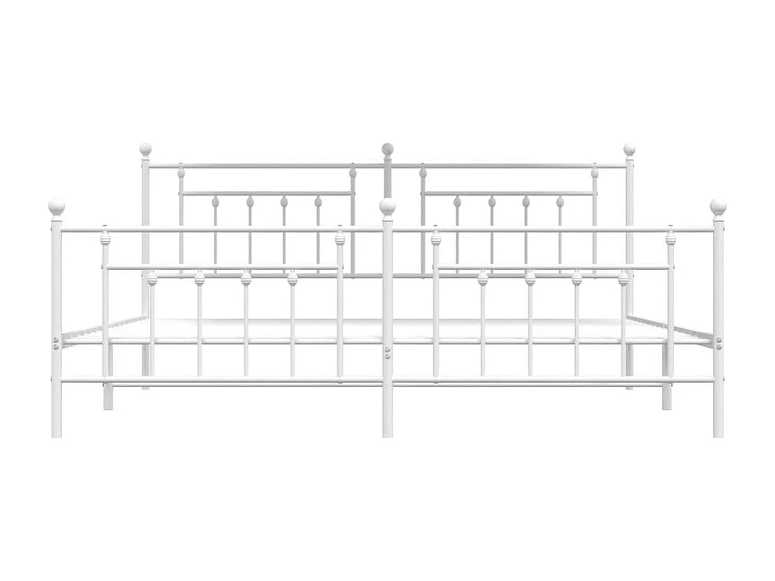 Cadre de lit métal avec tête de lit-pied de lit blanc 193x203