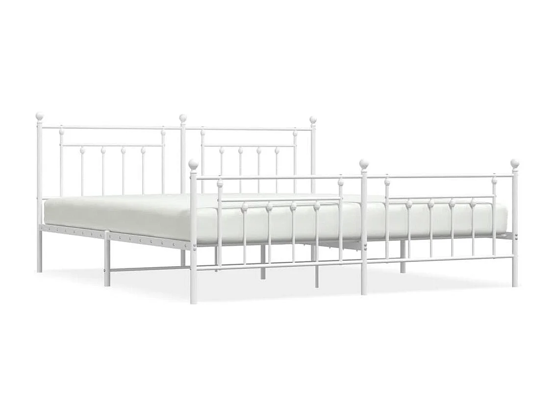 Cadre de lit métal avec tête de lit-pied de lit blanc 193x203