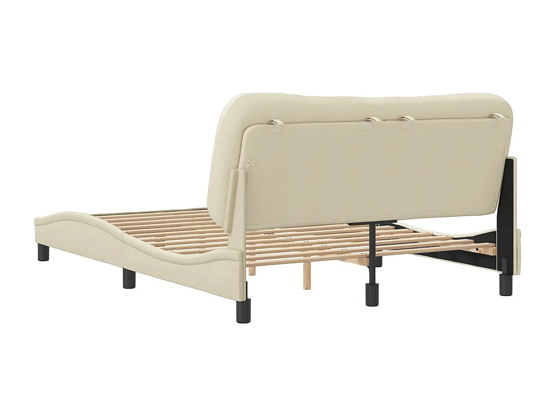 Cadre de lit avec tête de lit Crème 120x200 Tissu