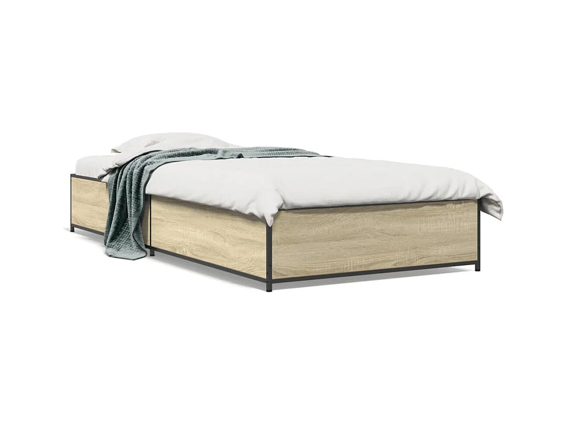 Cadre de lit chêne sonoma 75x190 bois d'ingénierie et métal