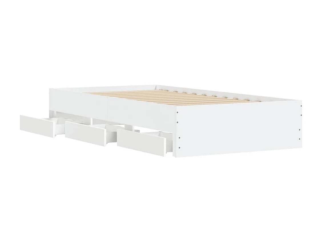 Cadre de lit avec tiroirs blanc 100x200 bois d'ingénierie
